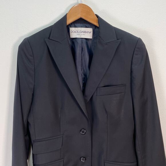 Vintage Dolce & Gabbana Suit Blazer Skirt Set Black Womens IT 46 - Picture 4 of 13